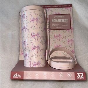 HYDRAPEAK Nomad Pink 32‎ Ounce Pink Bow/Ribbon Stainless Steel Insulated Tumbler